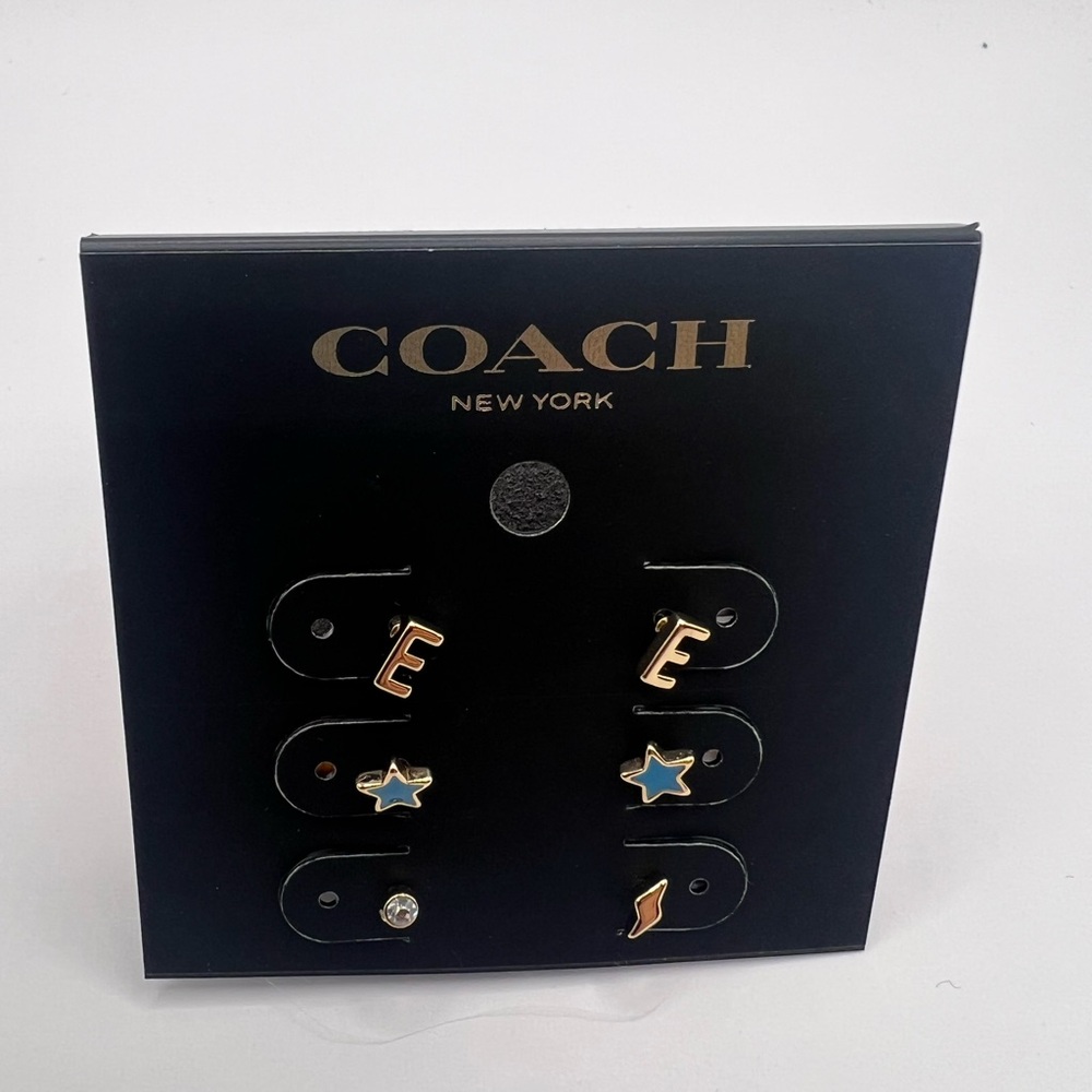 NWT Coach E Initial Stud Earrings Set - Picture 13 of 15
